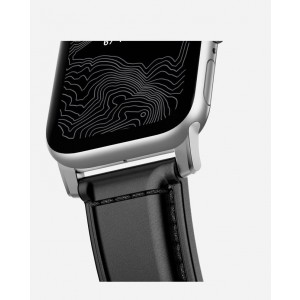 Buy Nomad Shell Cordovan Leather Strap for Apple Watch 42 44mm Black Silver MOBY Singapore