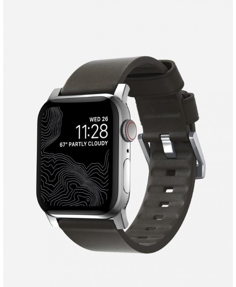 Nomad Active Leather Strap for Apple Watch 42/44mm (Brown/Silver)
