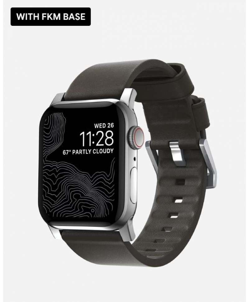 Nomad Active Leather PRO Strap for Apple Watch 42/44mm (Brown/Silver)