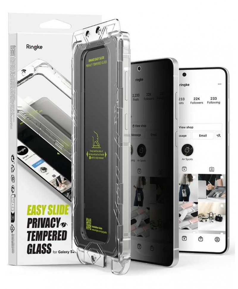 Ringke Galaxy S25 Edge Easy Slide Tempered Glass Screen Protector (2-Pack) - Privacy