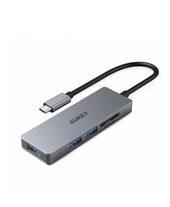 Aukey CB-C63 USB-C to 3-Port USB 3.0 Aluminum Hub with Card Reader