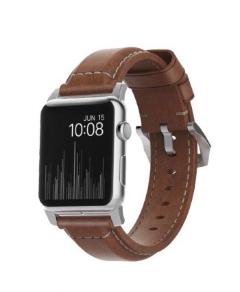 Nomad Traditional Leather Strap for Apple Watch 42/44mm (Brown/Silver)