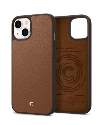 CYRILL iPhone 13 Case Leather Brick (Saddle Brown)