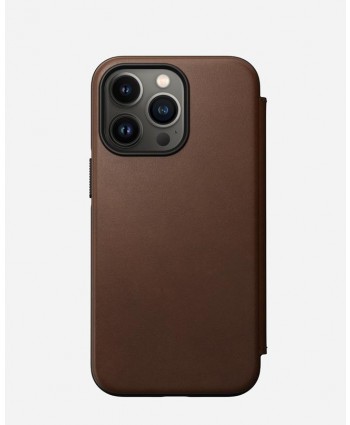 Nomad iPhone 13 Pro case Modern Leather Folio (Rustic Brown)