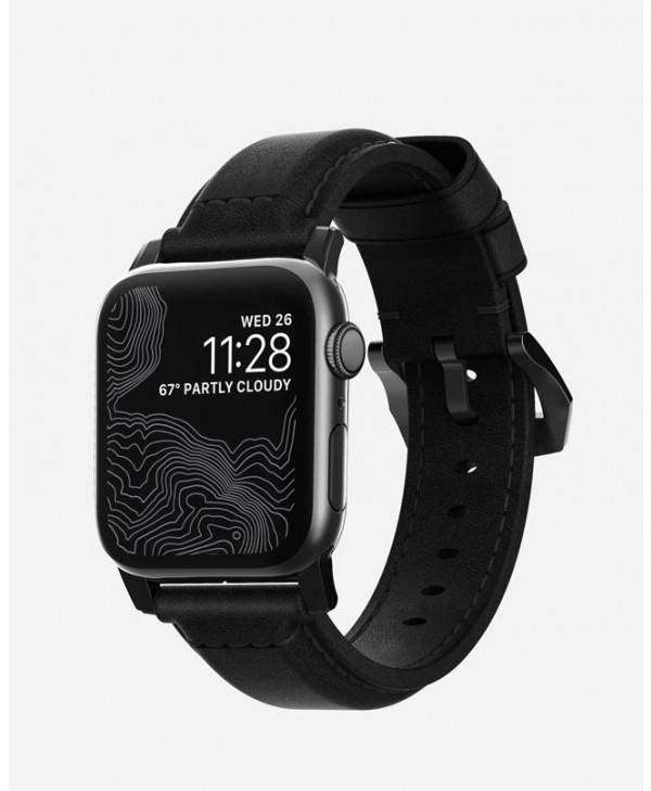 Nomad Traditional Leather Strap for Apple Watch 42/44mm (Black/Black)