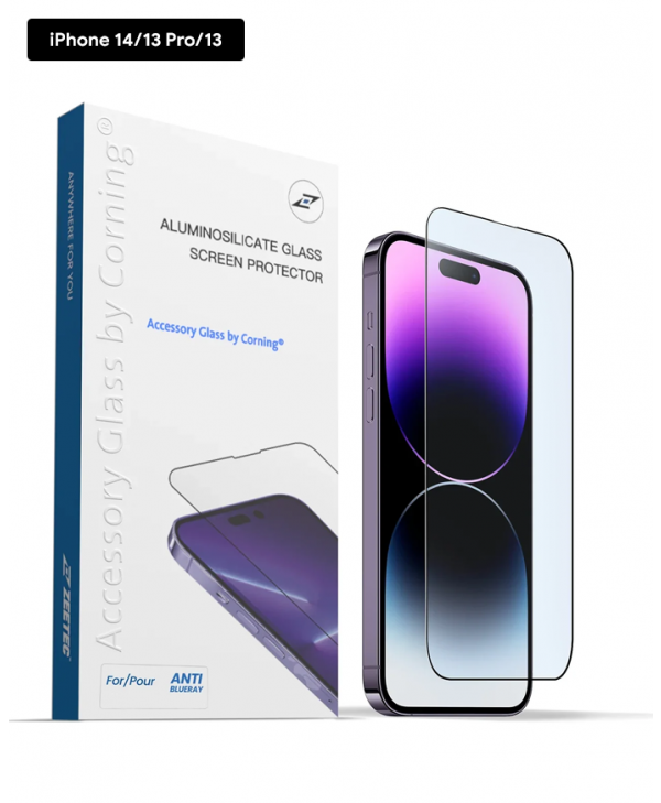 Zeetec Accessory Glass by Corning® for iPhone 14 / 13 Pro / 13 - Anti Blue Ray
