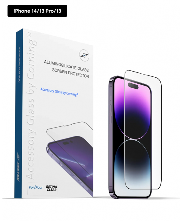 Zeetec Accessory Glass by Corning® for iPhone 14 / 13 Pro / 13 - Clear
