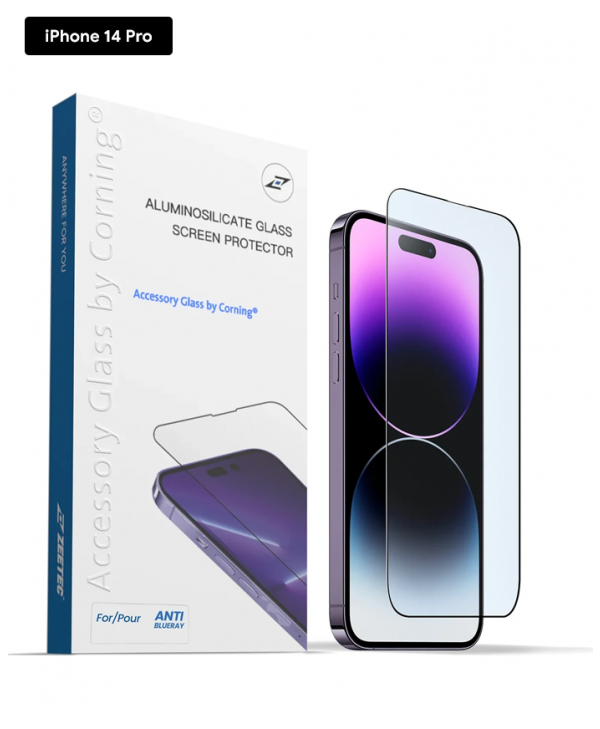 Zeetec Accessory Glass by Corning® for iPhone 14 Pro - Anti Blue Ray