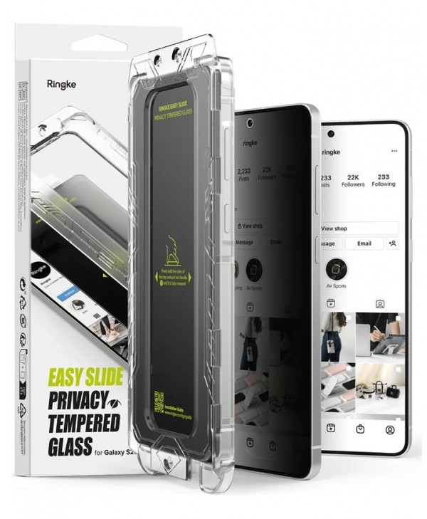 Ringke Galaxy S25 Edge Easy Slide Tempered Glass Screen Protector (2-Pack) - Privacy