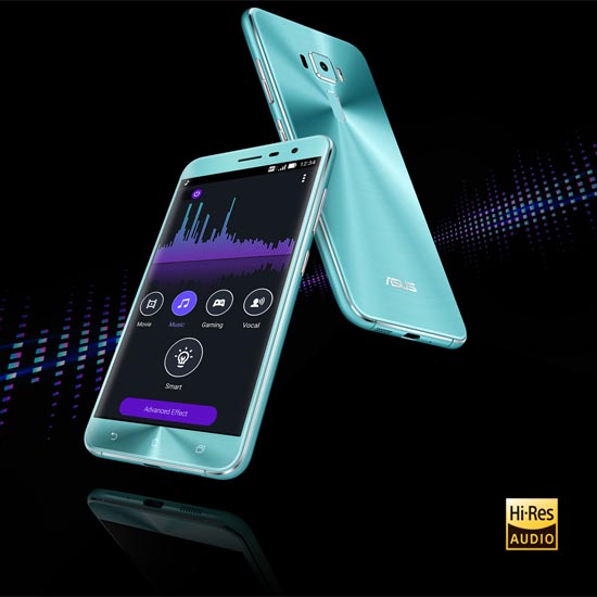 Image result for When you listen with ZenFone 3 you’ll treat your ears to audio that you simply can’t get from other smartphones — because only ZenFone 3 has SonicMaster and High-Res Audio certification. With an advanced five-magnet speaker construction, metal voice coil and expansive sound chamber, you’ll enjoy powerful, emotional audio in every scenario. When it’s time for immersive listening, plug in your favorite compatible headphone or earbuds and experience true High-Res audio quality everywhere you go with ZenFone 3’s studio-grade 24-bit/192kHz playback that’s 4x better than CD quality!